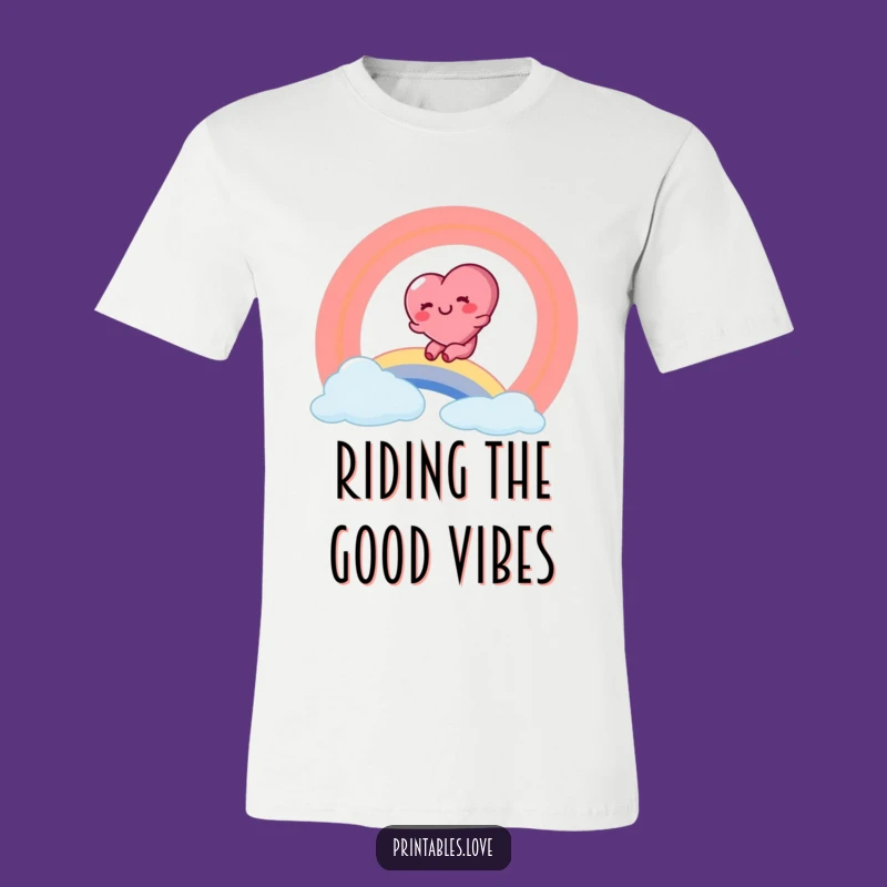 Funny Rainbow Slide Tee: Glee Heart Character, Colorful Funny Gift Shirt