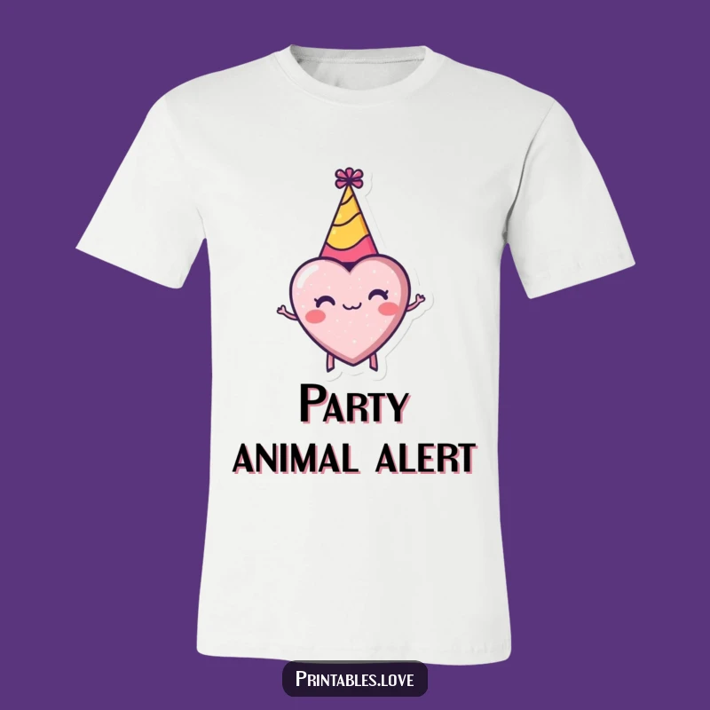 Funny Tiny Heart Party Hat T-Shirt: Enthusiastic Celebration Apparel