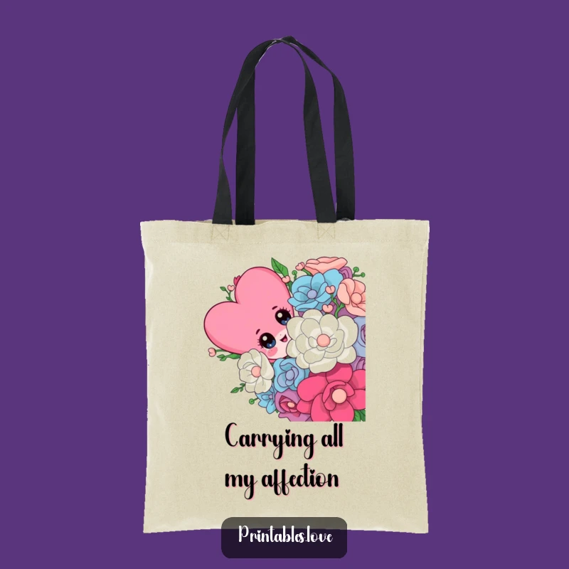 Funny Heart Bouquet Tote Bag: Cute Peeking Design, Practical Funny Gift