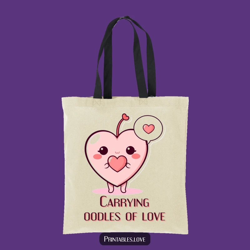 Funny Heart Tote Bag - Cute Speech Bubble Shopping Bag