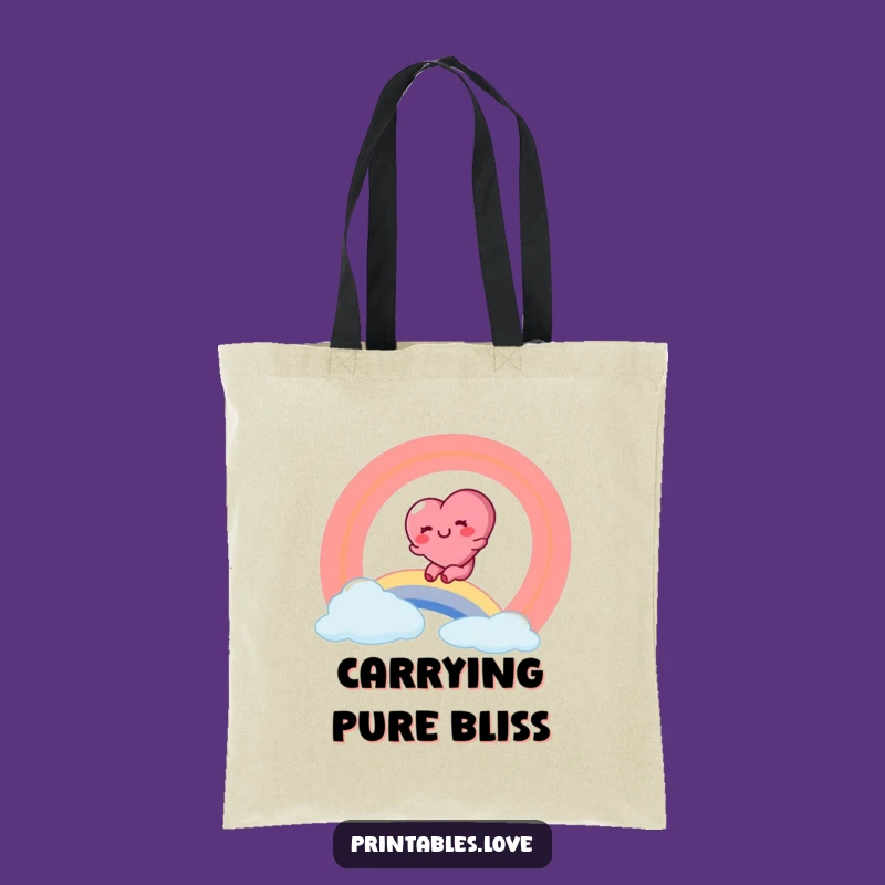 Funny Rainbow Tote Bag: Glee Heart Character, Practical Funny Gift