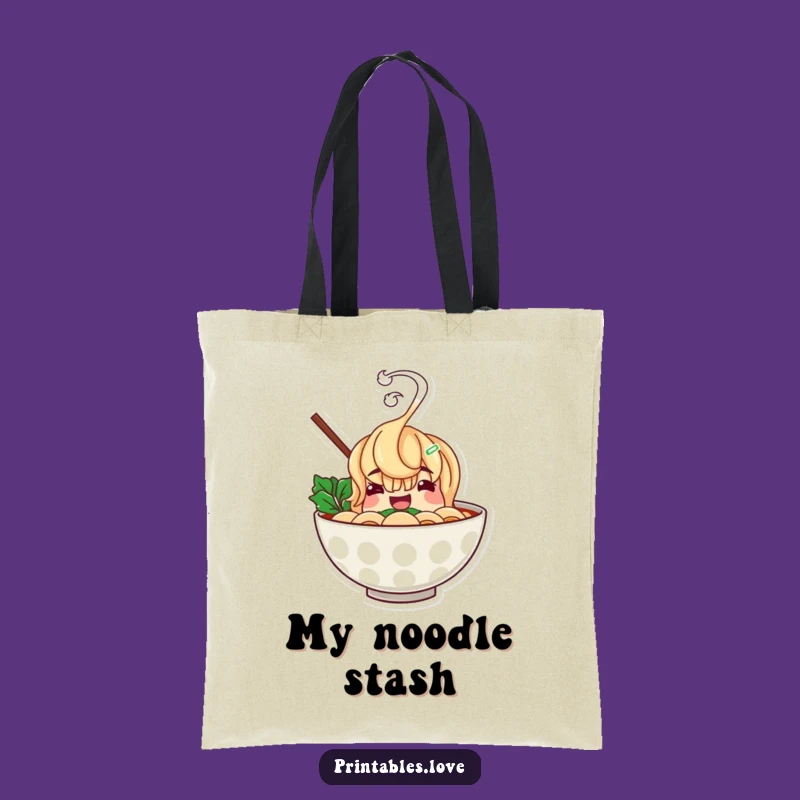 Funny Ramen Bowl Tote Bag: Cheerful Character Gift for Foodies