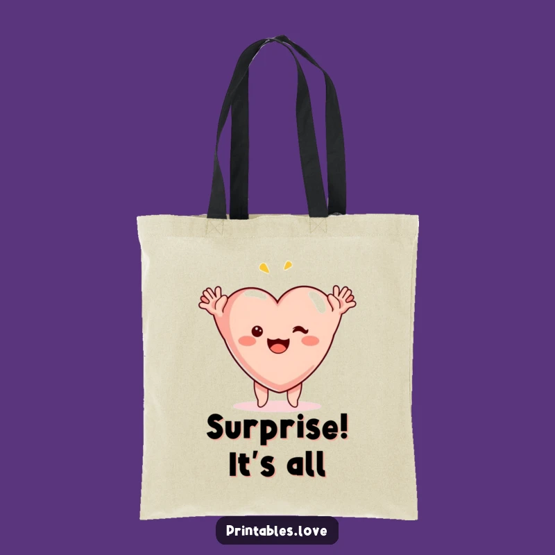 Funny Surprise Heart Tote Bag: Carry Your Essentials with Hilarious Flair