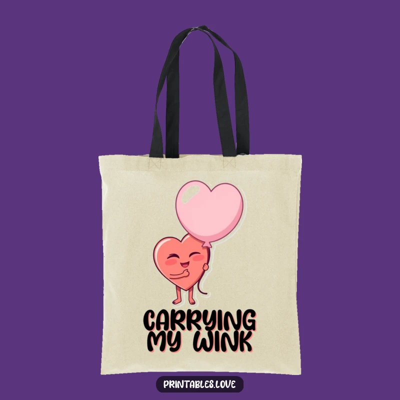 Funny Winking Heart Tote Bag - Carry Your Humor with Style